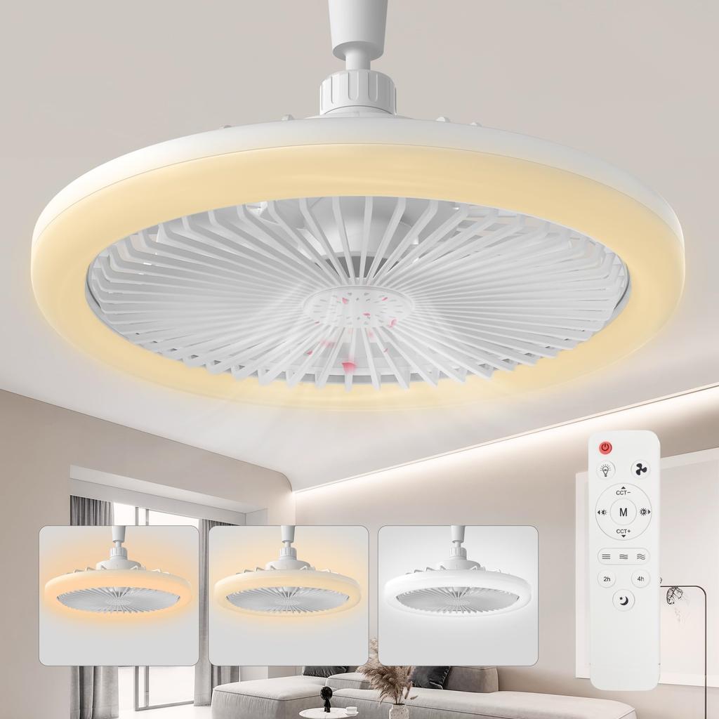 IRALAN Modern Ceiling Fan With Light E27 Smart Silent Ceiling Fan Remote Control Light LED Bedroom Living Room Light Fixture