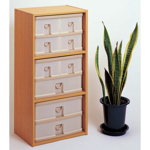 Sanko Plastic Elpis Small Item Storage, 2 Tiers, 3 Boxes, 39cm Wide x 26.5cm Deep x 26.4cm High, Warm