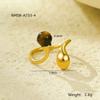 GEMCHIC Women's Irregular Geometric Open Ring with Natural Stone, 18K Gold Plated Stainless Steel Fashion Jewelry
