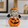 Cute Halloween Cat Pumpkin Statue Handmade Cat Desk Figurine Pumpkin Ornament  Halloween Party