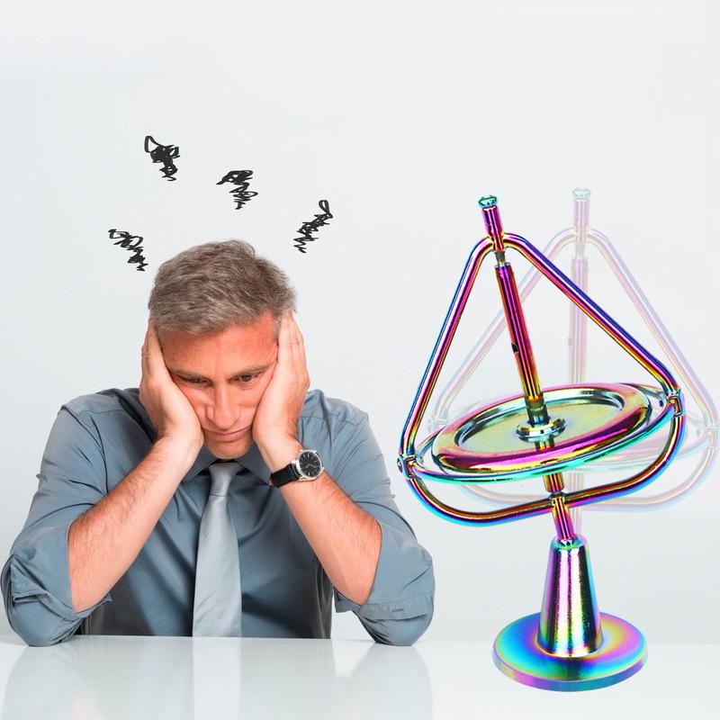 Colorful Metal Gyroscope Rotating Ornament Decompression Toy