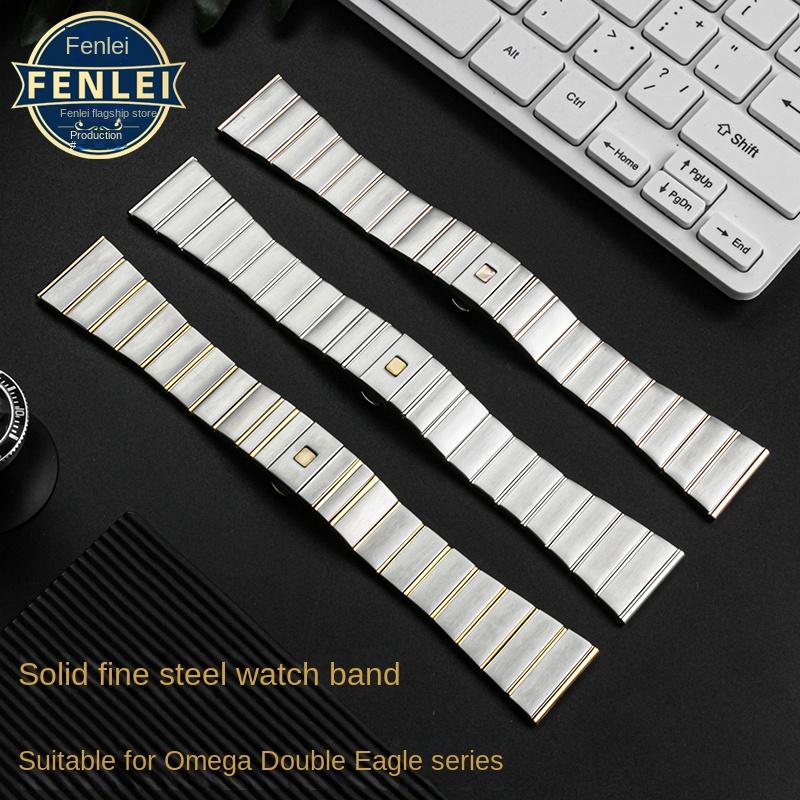 Классический и элегантный металлический ремешок для часов Omega серии Double Eagle Constellation - Регулируемый стальной ремешок с вариантами золотого акцента