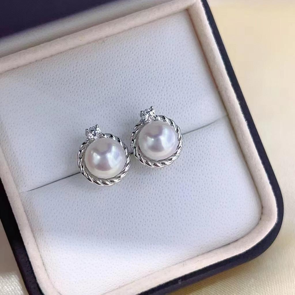 Серьги Seiko из стерлингового серебра в форме цветка с натуральным пресноводным жемчугом 6,5-7 мм, круглые, с сильным блеском, легкий люкс, темперамент, два способа ношения