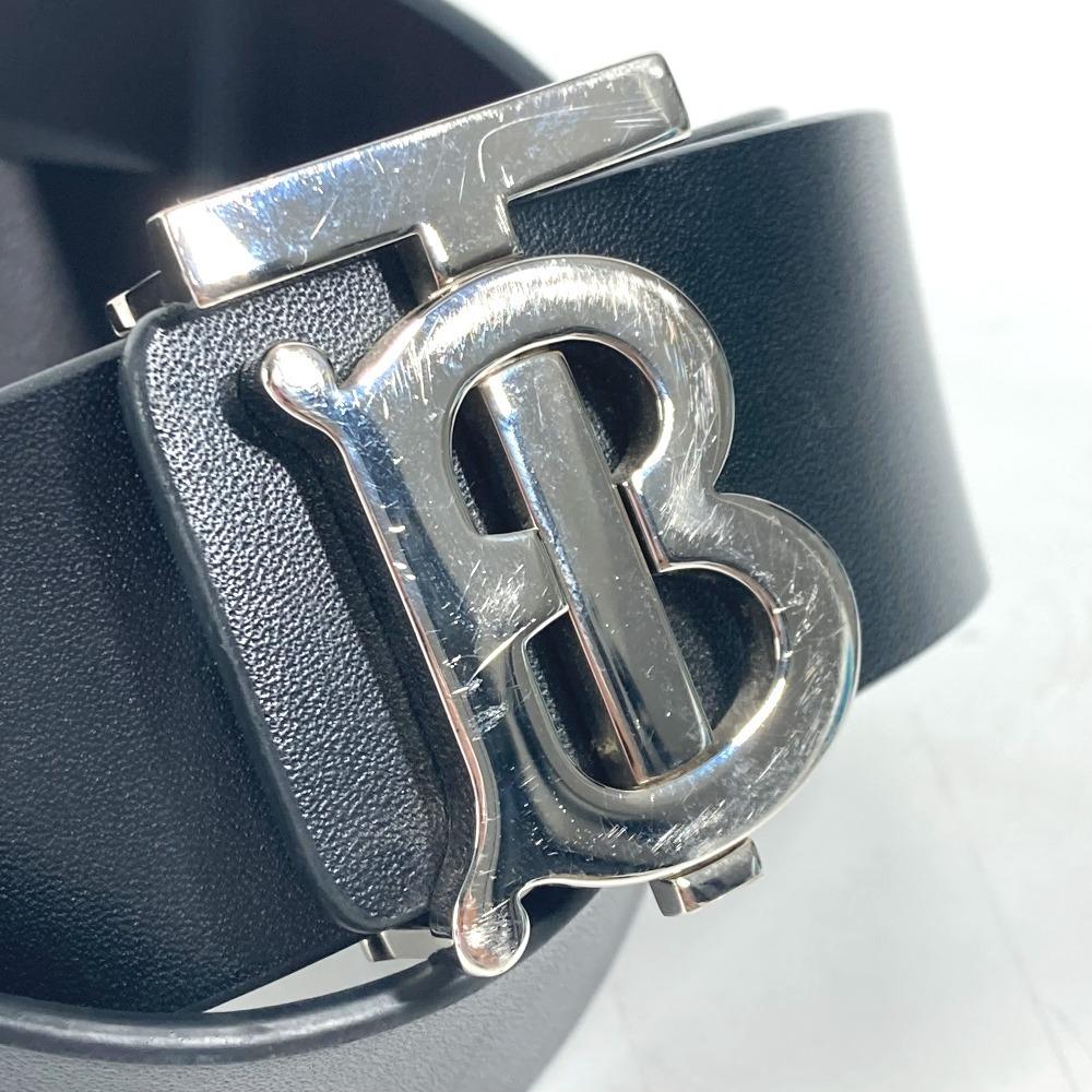 Burberry Ремень TB logo Кожаный Черный/Серебряная Фурнитура