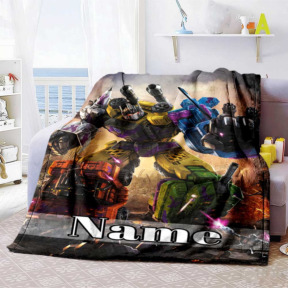 Transformers Fans (23) Personalized Text Blanket Cozy Customizable Blanket Soft Warm Cozy Suitable for Bedding Livingroom Picnics Home Decor