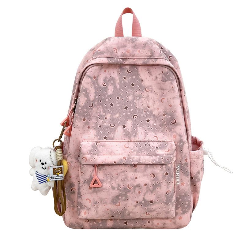 Schoolbag simple solid color schoolbag female high school student Korean version ins niche lazy wind backpack junior high school student backpack