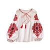 Sweet Style Women Pullover Shirts Embroidery Patchwork Bandage V Neck Lantern Sleeve Spring Summer Blouse