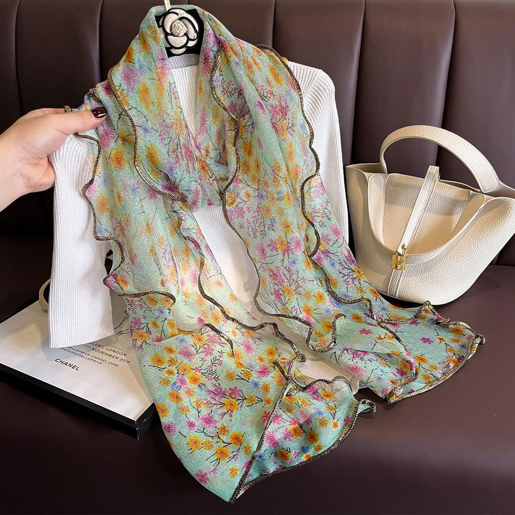 Simulation Silk Scarf Chiffon Yarn Scarf Women'S Long Ribbon Women'S Versatile Accessories Scarf High-End Versatile Silk Scarf