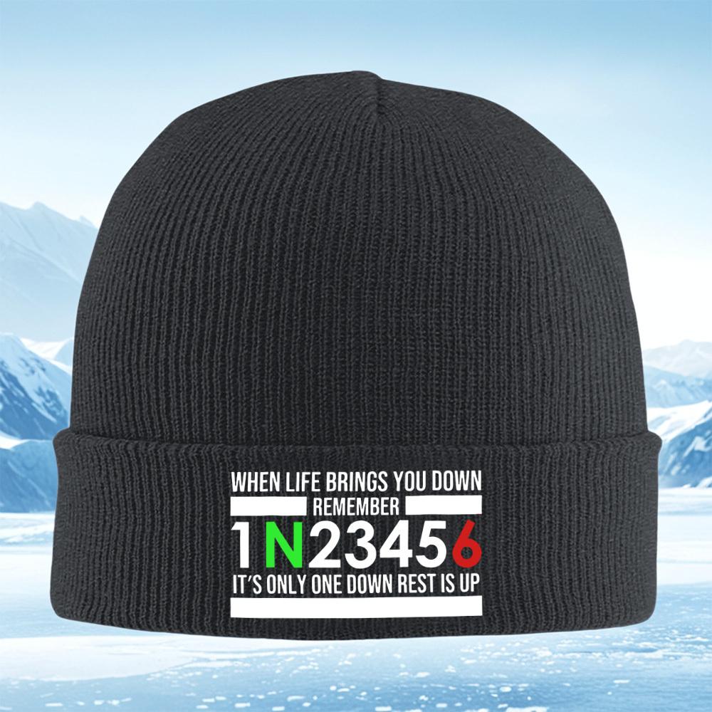 Motorcycle gears,upward life,positivity Men Women Unisex Knitted Hat Beanie Pullover Cap Winter Thermal Warm Christmas Outdoor C