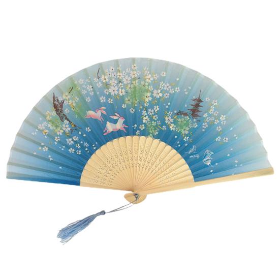 Шелковый складной веер в китайском стиле с кисточками. Элегантное мастерство. Прочная и гибкая бамбуковая кость.