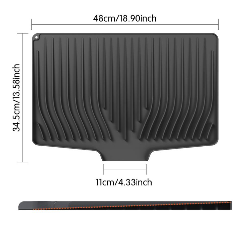 Heat Resistant Kitchen Dish Drainer Pad Nonslip Dish Drying Mat Silicone Draining Board Mat  Home