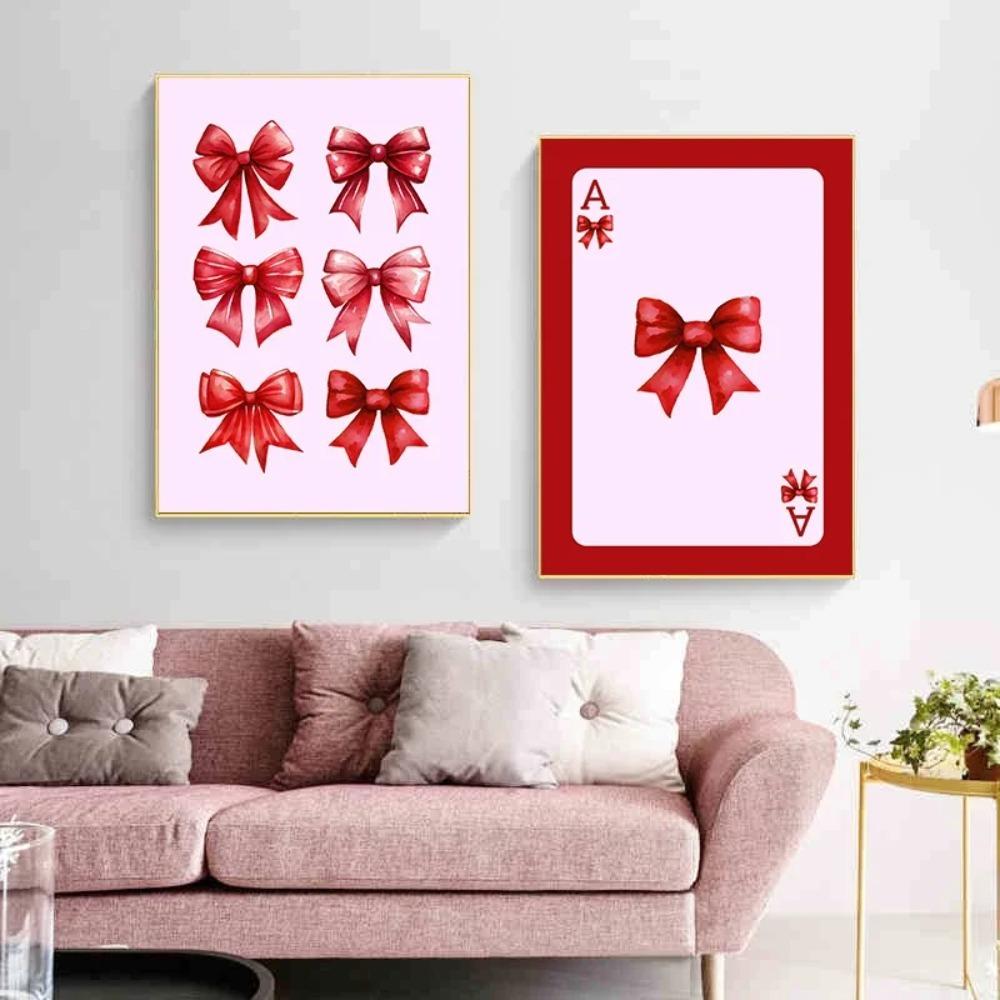 Pink Bows Canvas Painting Wall Art Cherry Disco Ball Zebra Poster Print Picture Preppy Girl Room Home Decor