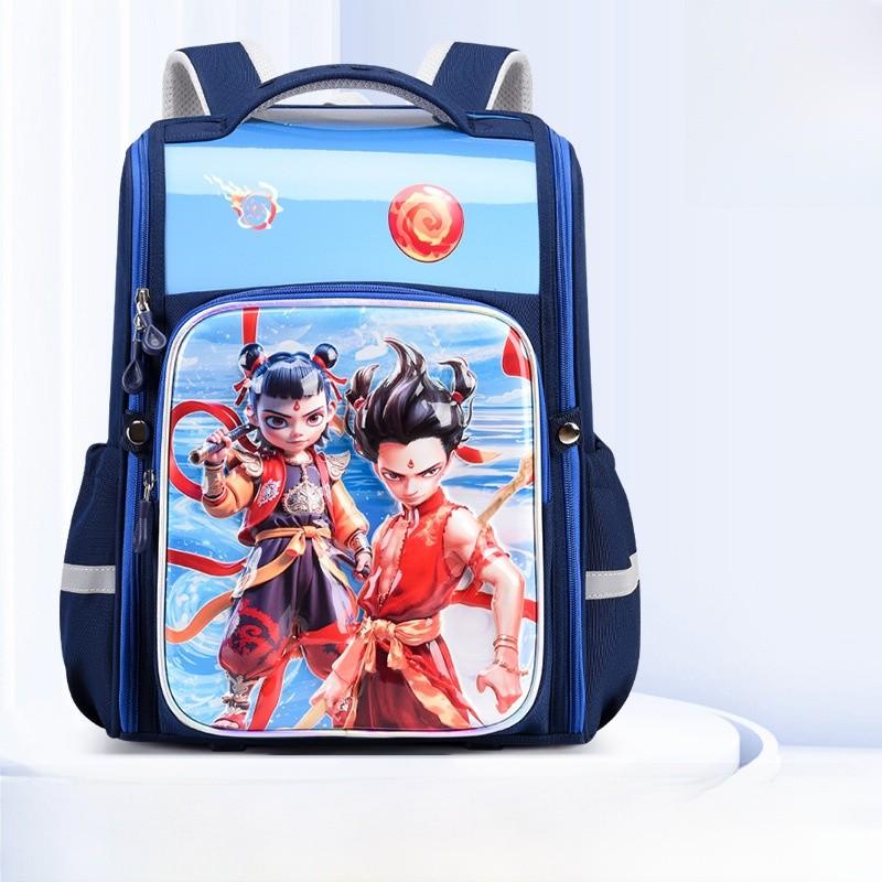 Nezha Children Cartoon Backpack With Spacious Storage For Elementary Students