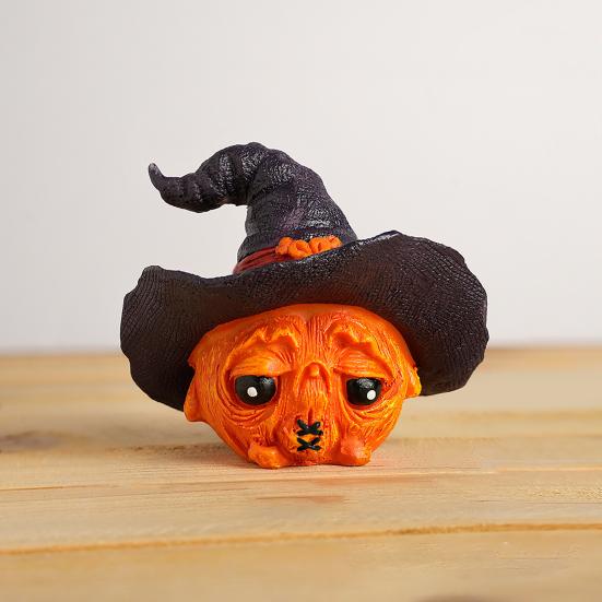 Mini Pumpkin Statue with Witch Hat Halloween Decoration Exquisite Workmanship Cute Pumpkin Figurine Table Festival Decoration