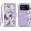 For iPhone 17 Pro Case PU Leather Floral Phone Cover with Card Slots