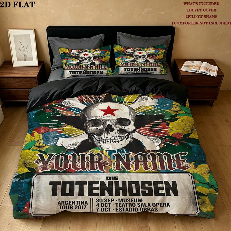 Custom Name,Die Toten Hosen Pattern Bedding Home Decoration Birthday Gift ( 1 duvet cover + 2 pillowcase, without core),fan merchandise.