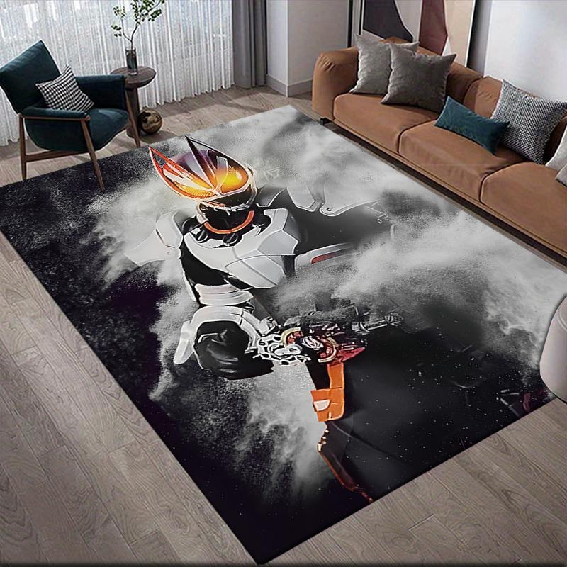 Kamen Rider mecha style graphic Square Area Rug, Non-Slip Floor Mat for Living Room, Perfect Gift for Fans.chl
