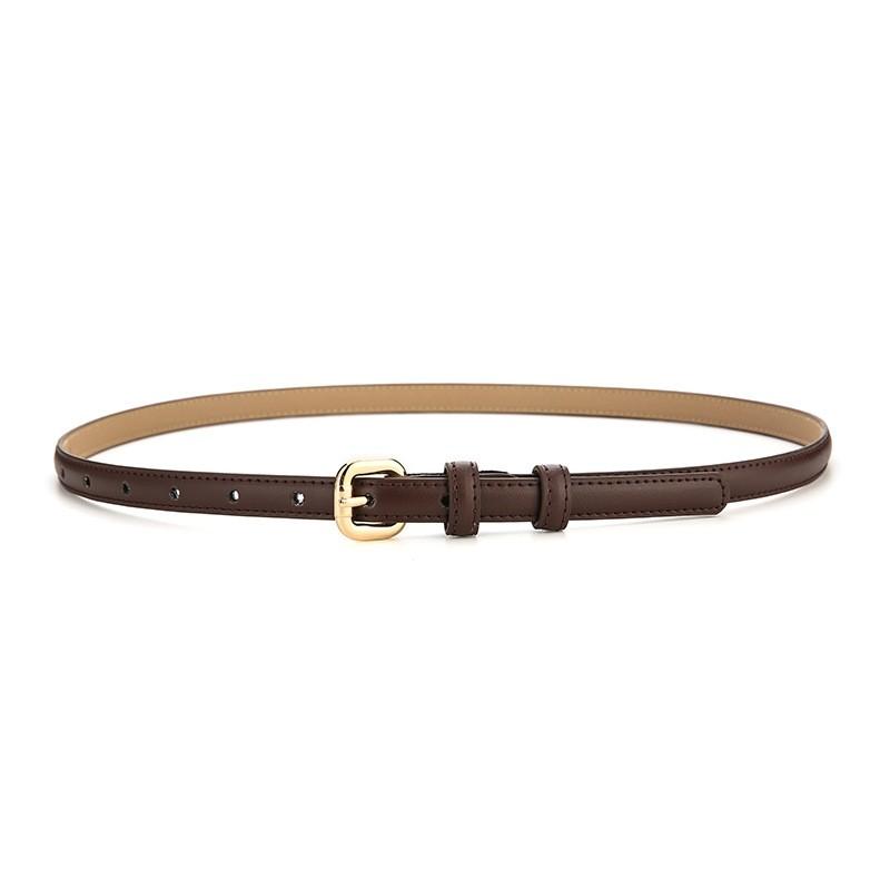 Womens Genuine Leather Slim Waist Belt For Dresses And Shirts With Metal Buckle For Casual Or Office Wear