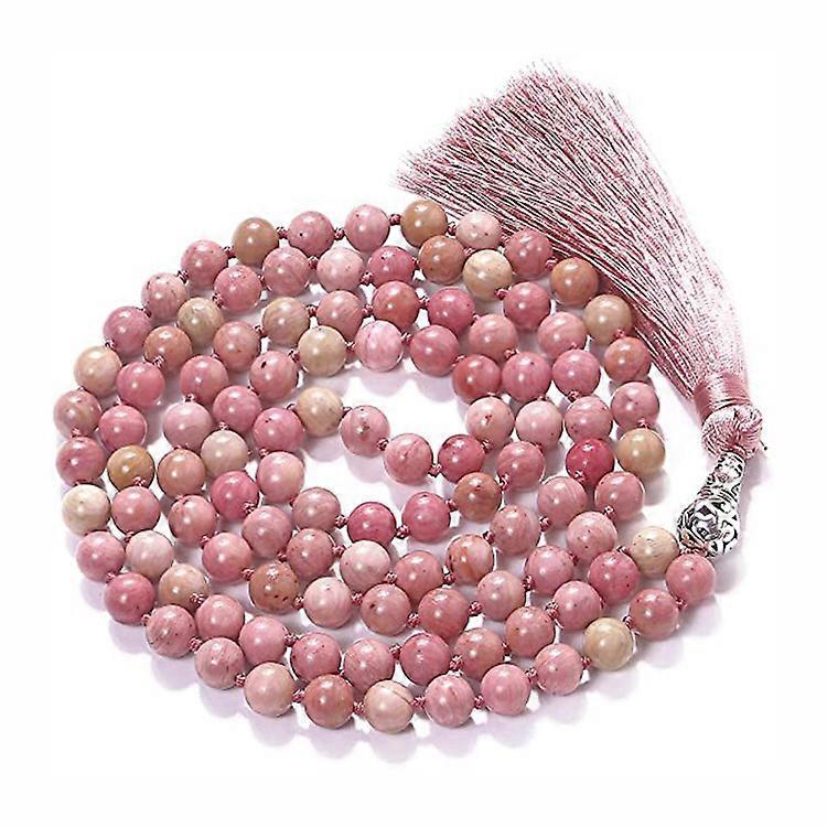 Womens 108 Mala Prayer Beads Wrap Necklace with Long Tassel Healing Crystal Stone Necklaces Yoga Meditation Reiki Quartz Jewelry