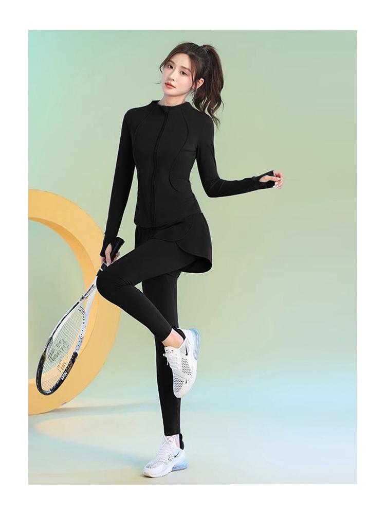 Женский комплект для похудения 2025 года для утренней пробежки и йоги - Фитнес-одежда с длинным рукавом и быстрой сушкой