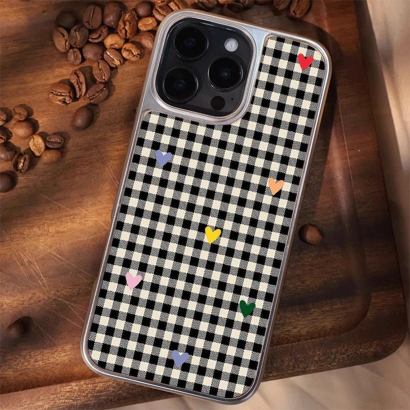 Цвет любовь черный клетчатый для Apple iPhone17/16Pro чехол для мобильного телефона 14 матовый PC15 женский 13 наборы