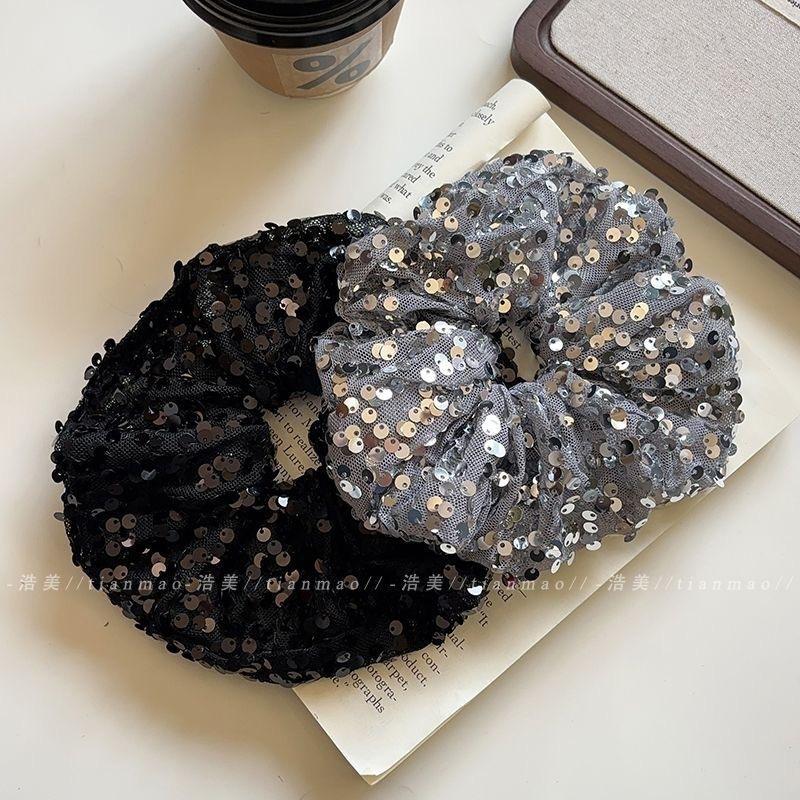 Sequins Large Intestine Hair Band Headband Women'S High-End Spring And Summer Hair Rope Tied Hair Women'S New Head Flower Hair Accessories Headgear