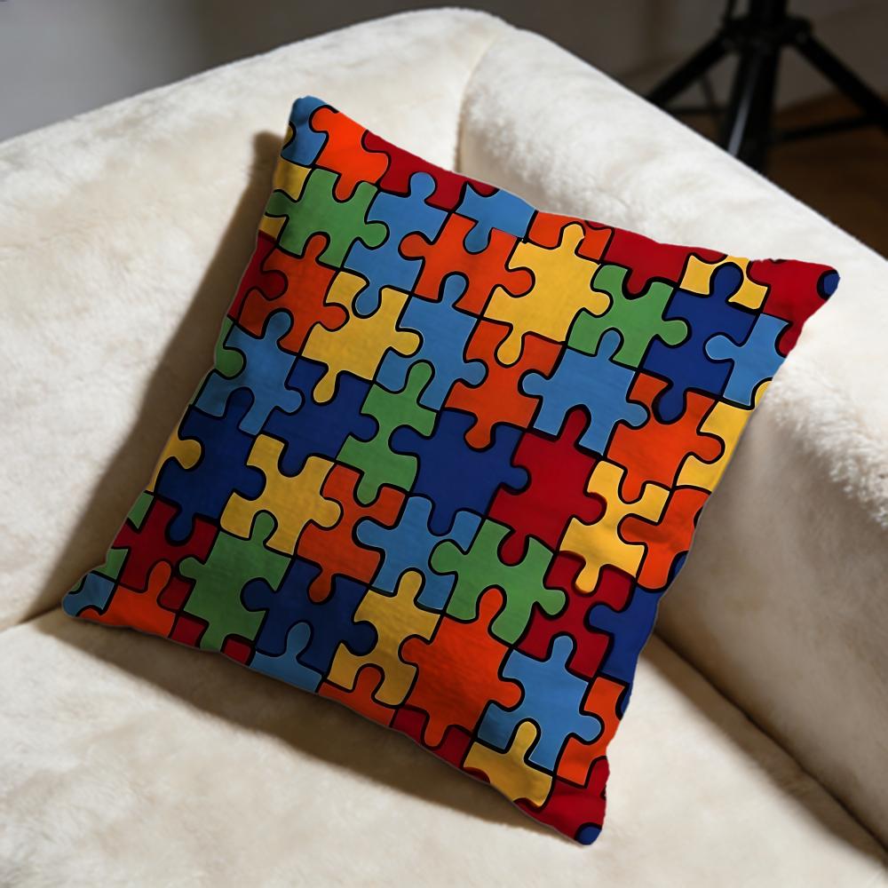 Puzzle Cushion Cover Soft Decorative Pillow Case Suitable for Bedroom Sofa Car Travel Use