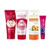 Набор из 4 средств Meglow Skincare - Женский крем для лица (50г) с витамином E и натуральными экстрактами | Очищающее средство для лица «Мгновенное сияние» (70g) | Абрикосовый скраб (70g)