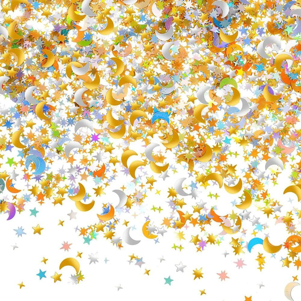 Paper Star Moon Table Confetti Gold Silver Party Decoration Colorful Foil Sequin Scatter