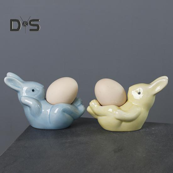 Подставка для яиц в виде лежащего кролика, керамическая подставка для яиц в виде кролика, пасхальное украшение, подставка для яиц всмятку, обеденный стол, сувениры для весенней домашней вечеринки