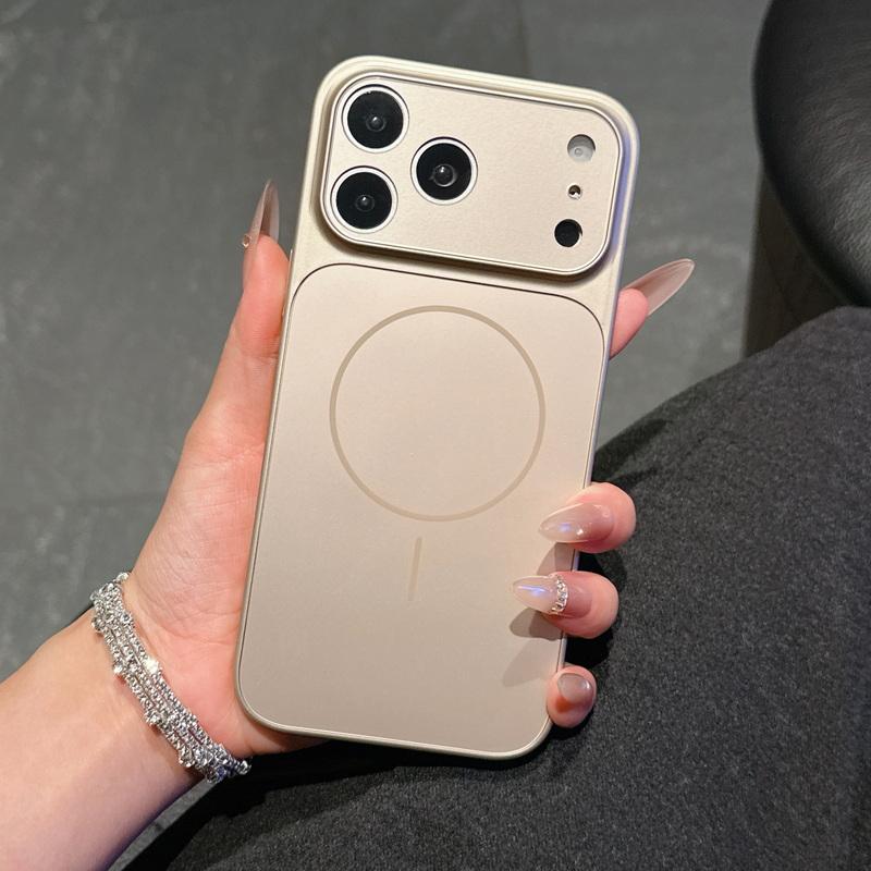 Чехол для телефона с большим ободком и стеклянной линзой для iPhone 17 16 Pro Max 15 14 13 17 Pro Max Air Для Magsafe Магнитный Жесткий ПК Защитная Крышка