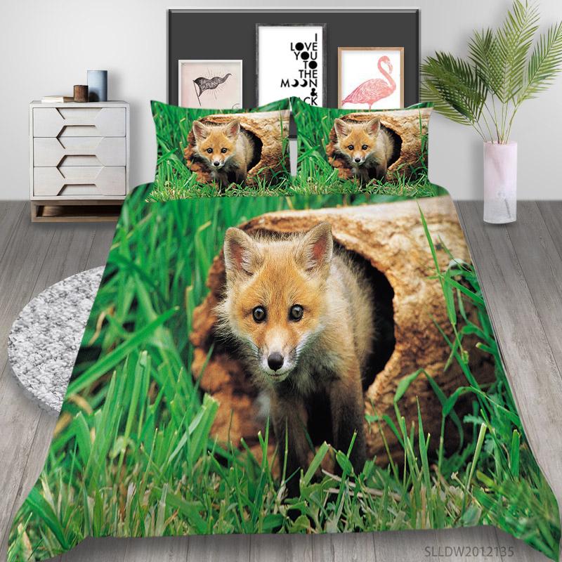3D Fox Pattern Home Bedding Set Bedroom Quilt Cover Pillow Case Extra Large Full Size Bedding Set Home Decoration Gift