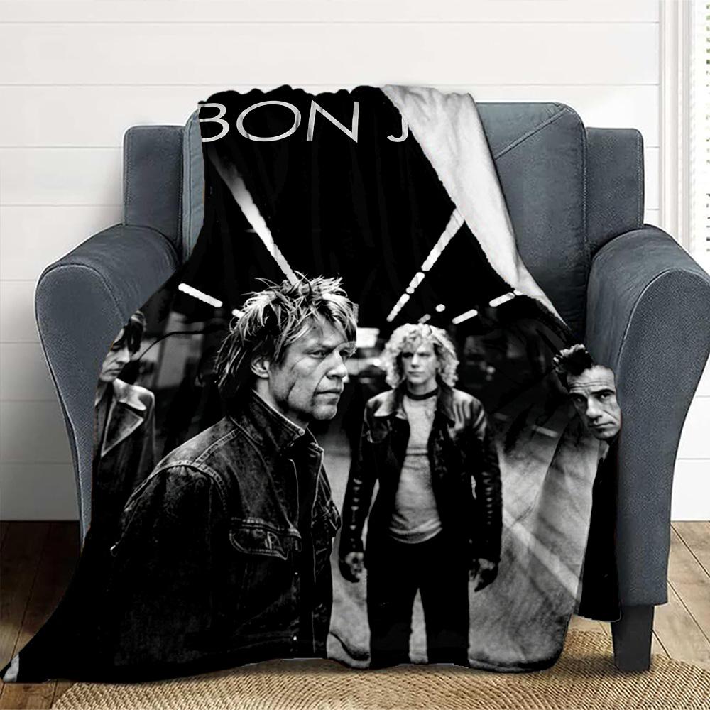 Bon Jovi Flannel Blanket Throw Blanket Soft Warm Sofa Bed Camping home Decor Unique Christmas Gift C9261155