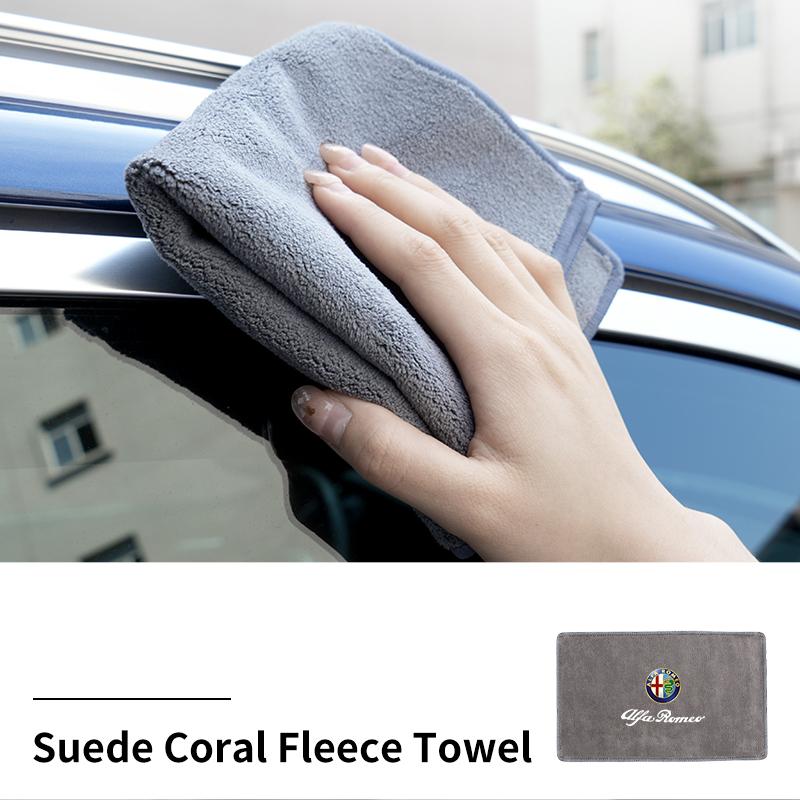 Car Logo Wash Clean Towel Microfiber Cleaning Drying Cloth For Alfa Romeo Giulietta 159 147 156 166 Mito Giulia Stelvio Tonale