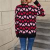 Women's Casual Fashion Round Neck Heart Sweater Knitted Bottoming Shirt