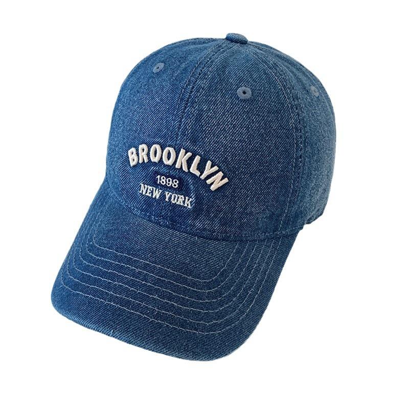 Бейсболка из стираного денима, женская, с широкими полями, большой окружностью головы, с надписью «буква», показывающей маленькое лицо, синяя шляпа, новинка 2024 года
