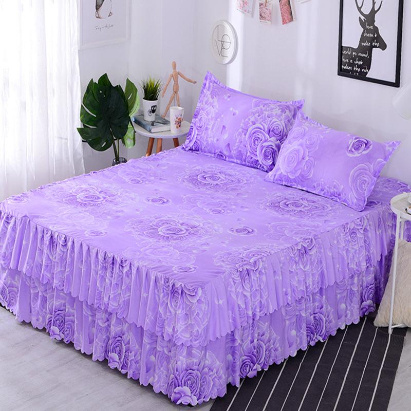 Bedroom Household Single-piece Sanding Bed Skirt Solid Color Skin-friendly Bedspread Bed Cover Bedroom Student Dormitory Sheets