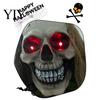 Spooky Yard Hanging Ghosts Halloween Animatronics Ghost Decoration, Sound Activated Grim Reaper Prop with LED Animated Scary Skull Props Glowing Eyes