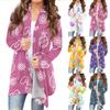 Женский кардиган с пасхальным принтом и длинными рукавами спереди, легкая куртка с принтом