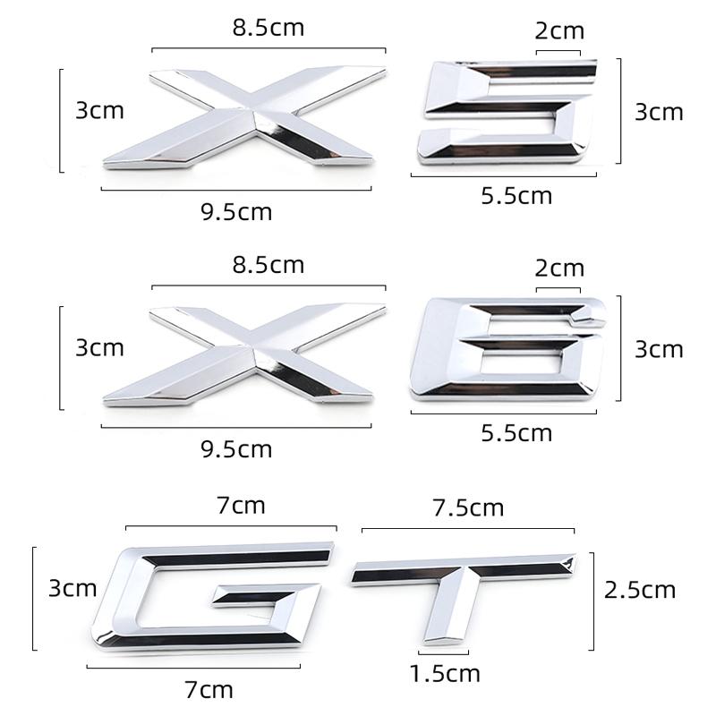 1Pcs X1 X3 X4 X5 X6 GT black Silver Auto Car Emblem Rear Sticker Accessories  Letter Trunk Emblem Rear Badge Decal