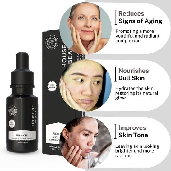 HOUSE OF BEAUTY Сыворотка из рыбьего и арганового масла с первой в Индии сывороткой с омега-3 для сухого типа кожи, придающей коже здоровый вид (Размер: 10мл)