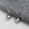 Women's Grey Pearl Fashion Heart Drop Earrings