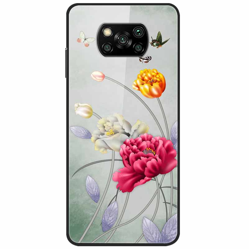 For Poco X3 Pro Case Fashion Cute Tempered Glass Luxury Coque Covers for Xiaomi Poco X3 NFC Cases PocoX3 X 3 Bumper Protector