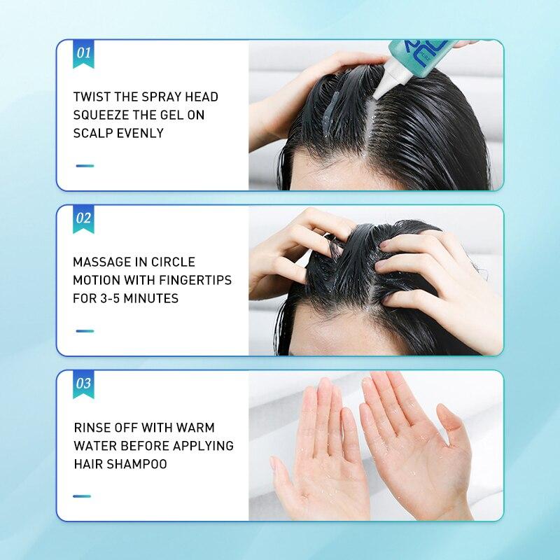 PURC Гель для кожи головы от перхоти, отшелушивающий, освежающий, против зуда, питательный продукт для ухода за волосами, 60 мл