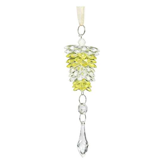 Seasonal Crafting Supplies Acrylic Pine Cone Pendant with Faux Crystal Drop, Christmas Tree Garland Decor Hanging Ornaments, Transparent Gradient