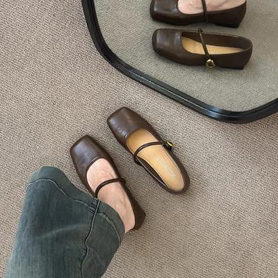 Женские туфли Мэри Джейн новая летняя юбка низкий каблук маленькие кожаные туфли плоские туфли-лодочки туфли с открытым верхом