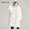 JAZZEVAR Женская шапка с воротником-стойкой, съемный пуховик, зимняя утолщенная свободная куртка средней длины и длины
