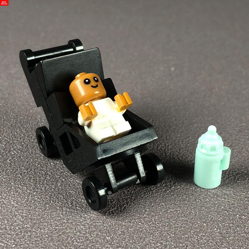 MOC Кубики Детская коляска люлька для младенцев подставка для бутылочки Обучающие Строительные Блоки Игрушки для Детей Девочек Подарок