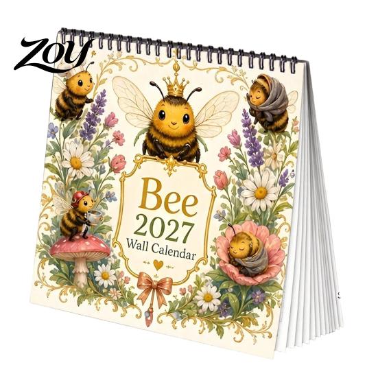 Thick Paper Monthly Organizer 2027 Bee Themed Desktop Calendar, Spiral Binding And Thickened Decorative Planner Planner, Agenda for Daily Schedule