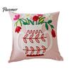 Embroidered Cushion Cases for Sofa Farmhouse Floral Cover, 3D Flower Embroidery Throw Pillow Decorative Square Bedroom Case Living Room Couch Bedroom,